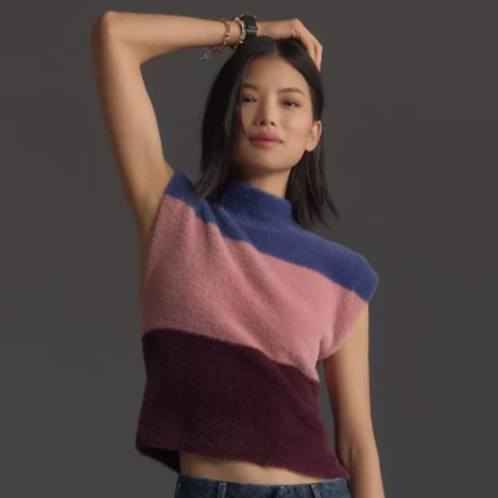 Brand New Maeve Colourblock Eyelash Sweater Vest